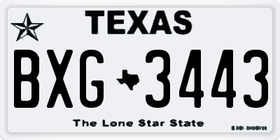 TX license plate BXG3443