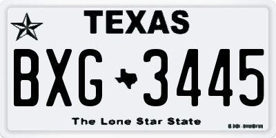 TX license plate BXG3445