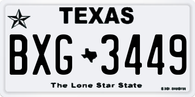 TX license plate BXG3449