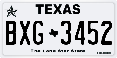 TX license plate BXG3452