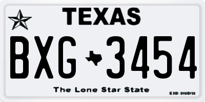 TX license plate BXG3454