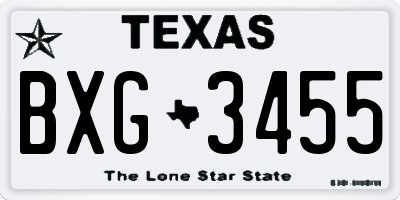 TX license plate BXG3455