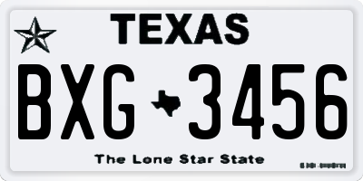 TX license plate BXG3456
