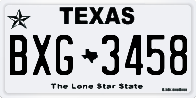 TX license plate BXG3458