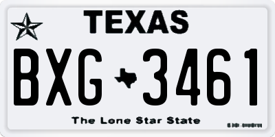 TX license plate BXG3461