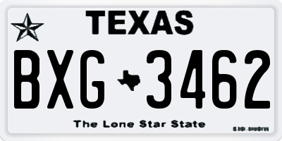 TX license plate BXG3462