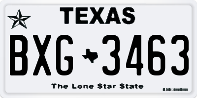 TX license plate BXG3463