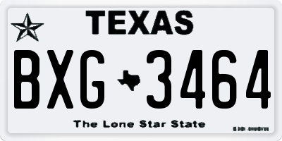 TX license plate BXG3464