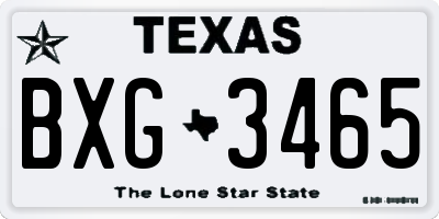 TX license plate BXG3465