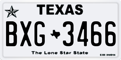 TX license plate BXG3466