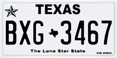TX license plate BXG3467
