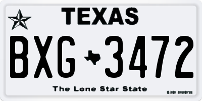 TX license plate BXG3472