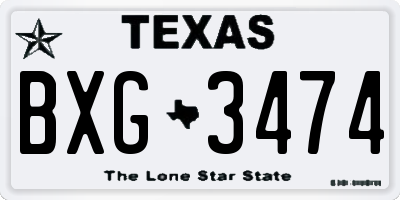 TX license plate BXG3474