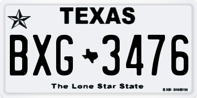 TX license plate BXG3476