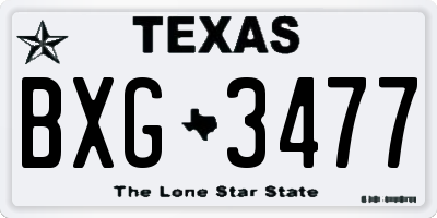 TX license plate BXG3477