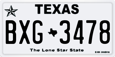 TX license plate BXG3478