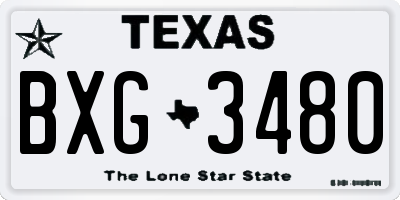 TX license plate BXG3480
