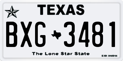 TX license plate BXG3481