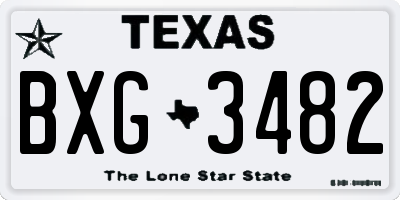 TX license plate BXG3482
