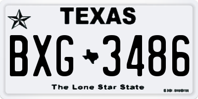 TX license plate BXG3486