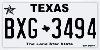 TX license plate BXG3494