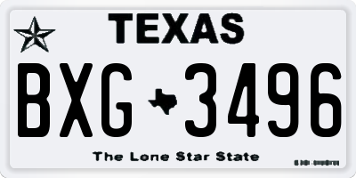 TX license plate BXG3496