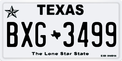 TX license plate BXG3499