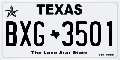 TX license plate BXG3501