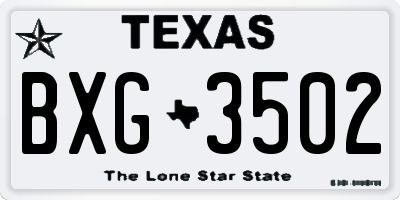 TX license plate BXG3502