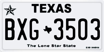 TX license plate BXG3503
