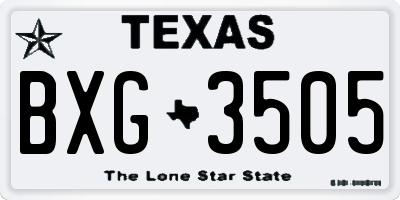 TX license plate BXG3505