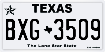 TX license plate BXG3509