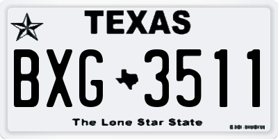 TX license plate BXG3511