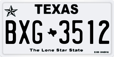 TX license plate BXG3512