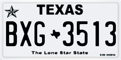 TX license plate BXG3513