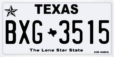 TX license plate BXG3515