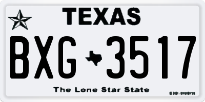 TX license plate BXG3517