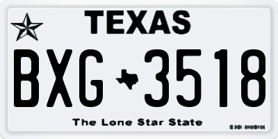 TX license plate BXG3518