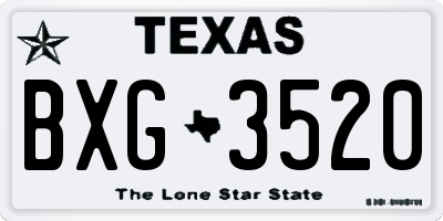 TX license plate BXG3520