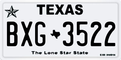 TX license plate BXG3522
