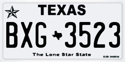 TX license plate BXG3523