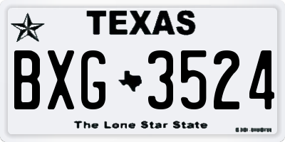 TX license plate BXG3524