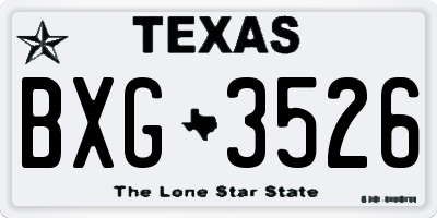 TX license plate BXG3526