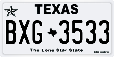 TX license plate BXG3533