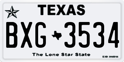 TX license plate BXG3534