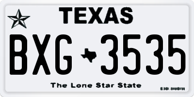 TX license plate BXG3535