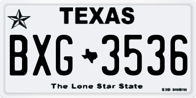 TX license plate BXG3536
