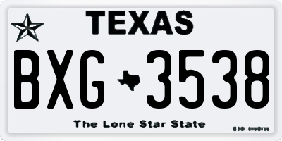 TX license plate BXG3538