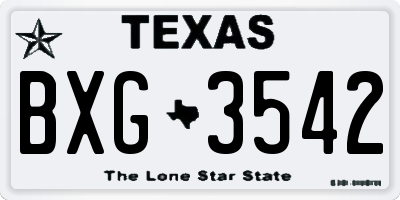 TX license plate BXG3542