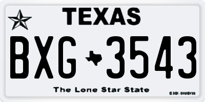 TX license plate BXG3543